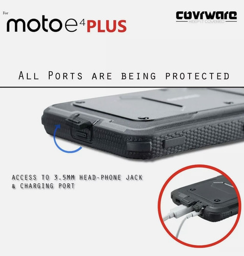 Imagen 5 de 6 de Case Moto E4 Plus Protector Completo C/ Clip Correa C/ Mica