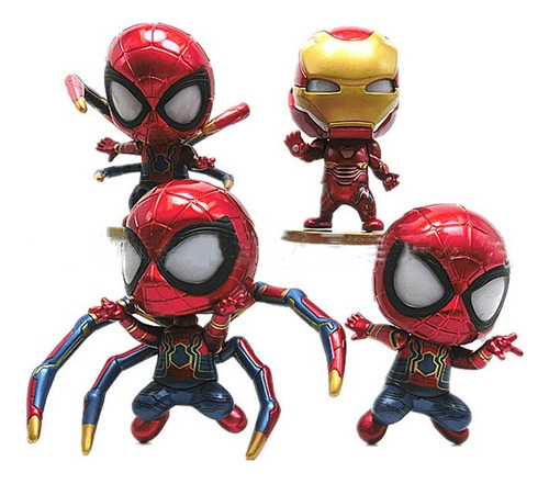 4pcs Q Versión De Juguete Spider-man Iron Man Modelo De Mano