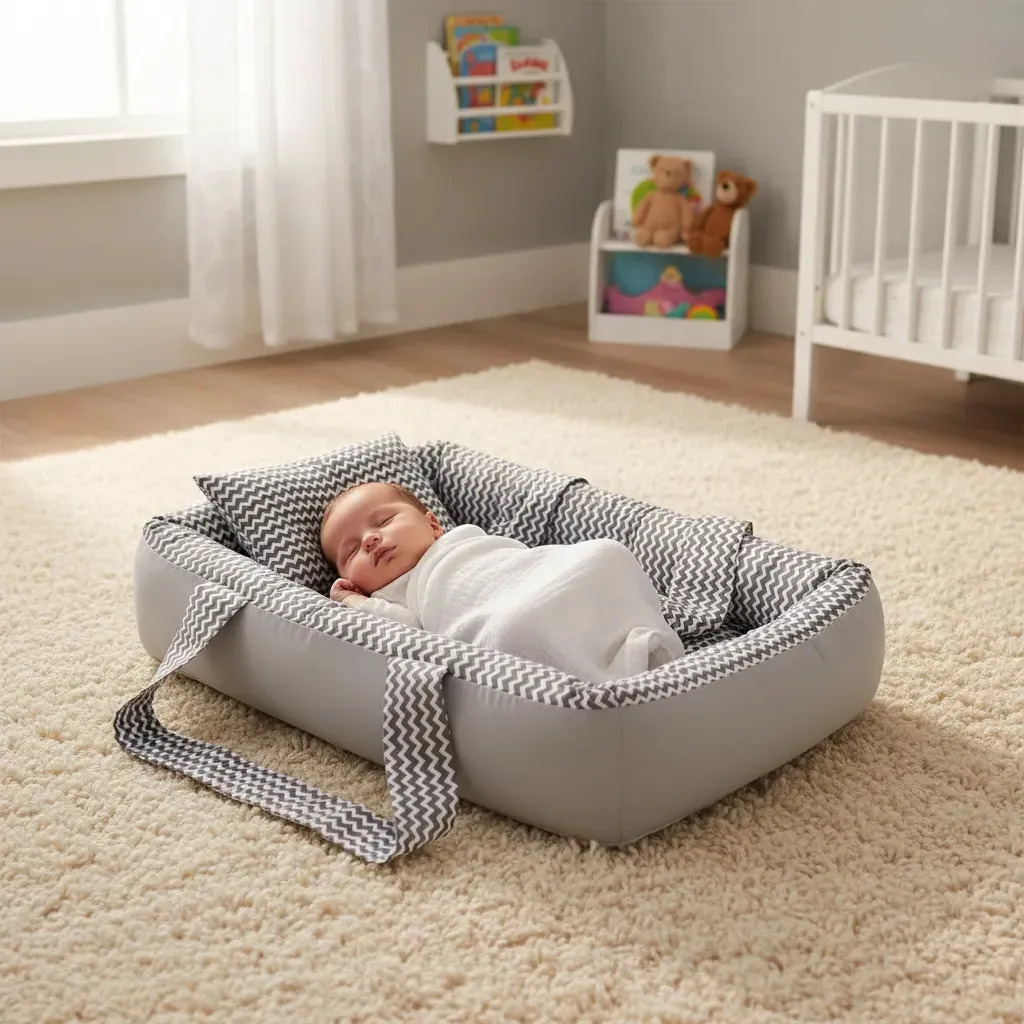 Berço Portátil Ninho Redutor Bebê + Rápido Cor ZIG ZAG CINZA