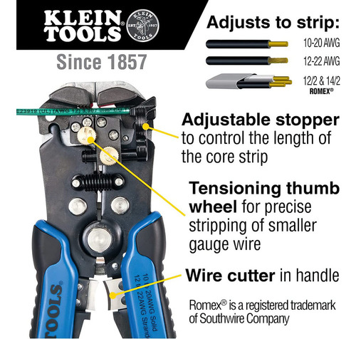 Y Pelacable/cortaalambre Klein Tools 11061, Autoajustable