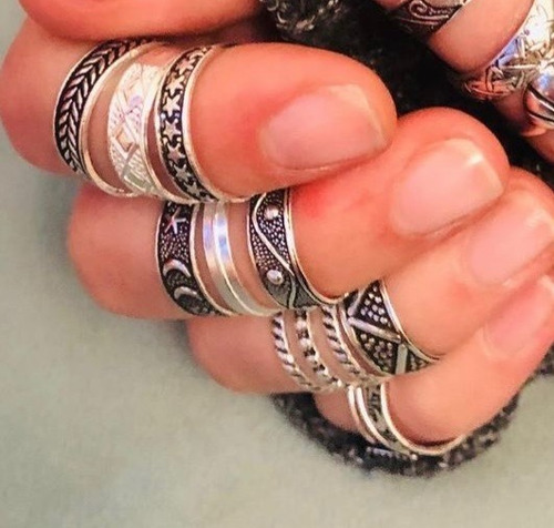 Anillo Midi Ring Estrellas, Plata 925, Falange, Ajustable