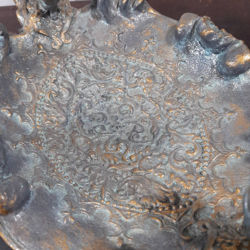 Imagem 6 de 10 de Centro De Mesa Porcelana Elefantes Folheado Bronze, Antigo