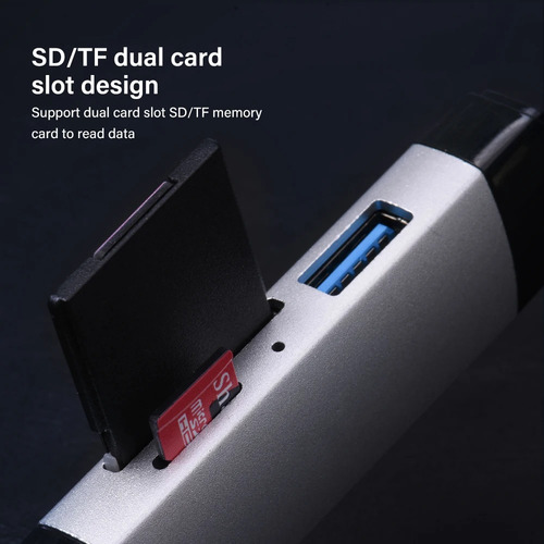 Leitor De Cartão 6 Em 1 Usb Sd Tf Micro Sdhc Mmc Ms Rápido Preto