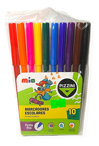 Marcadores Pizzini Fibras Mio Escolar Por 10 Colores