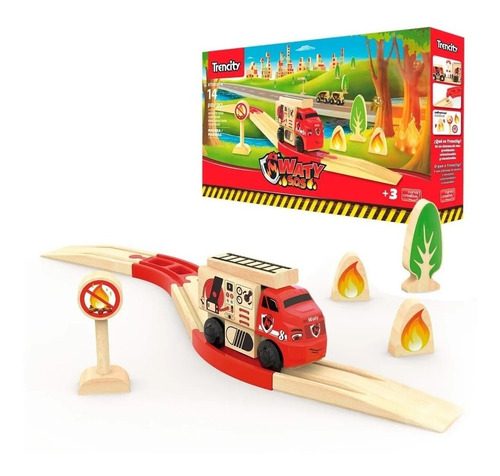 Imagen 2 de 6 de Trencity Kit Waty S.o.s. Camion Bombero C/ Accesorios Madera