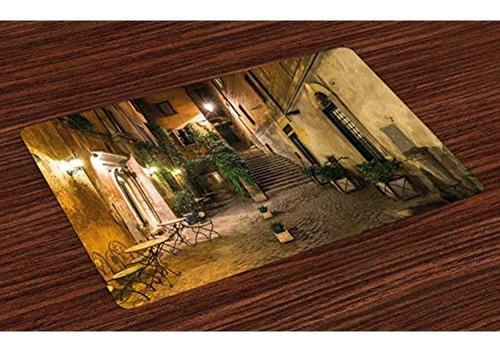 Ambesonne Italian Place Mats Juego De 4 Old Courtyard Rome I