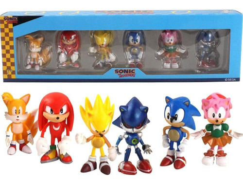 Set De 6 Figuras De Sonic En Caja De Colección 7 Cm
