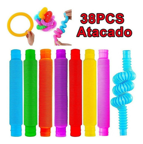 38 peças (por atacado) Pop Toys Fidget Tubes cor azul