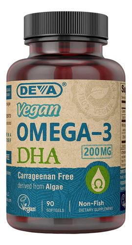 Suplemento Deva Vegan Omega-3 Dha 200mg 90 Cápsulas Gelatino