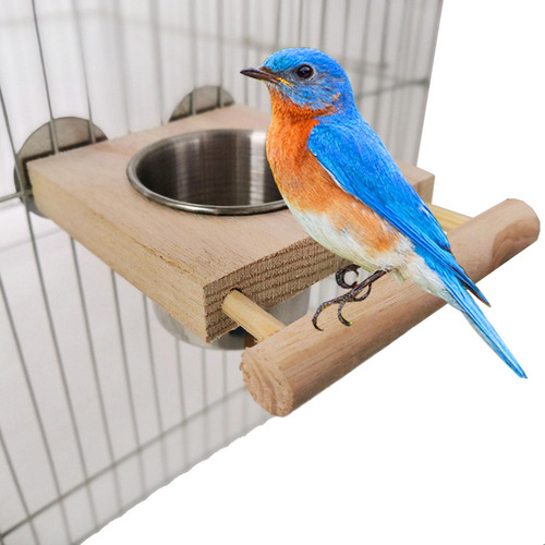 Comedero Para Pájaros, Jaula Para Loros, Soporte De Madera,