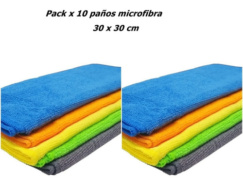 Kit Combo 10 Paños De Microfibra 30x30 Cm Detailing Int Ext