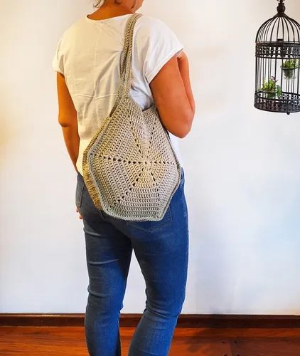 Bolso Hexagonal Tejido A Crochet En Hilo De Algodón