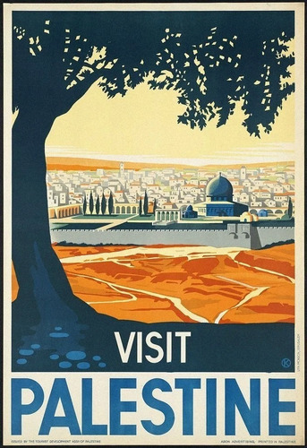 Poster Retrô - Travel Visit Palestine 30x45cm Plastificado