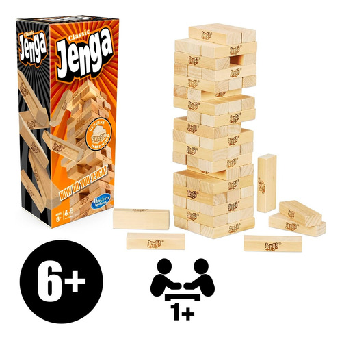 Juego De Madera Jenga Original Hasbro + Multicolor