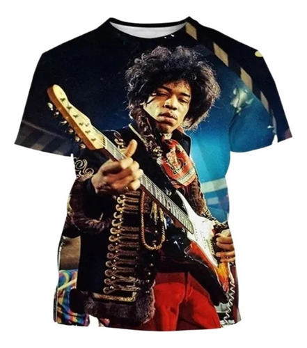 Jimi Hendrix Music Playera De Manga Corta Impresa En 3d