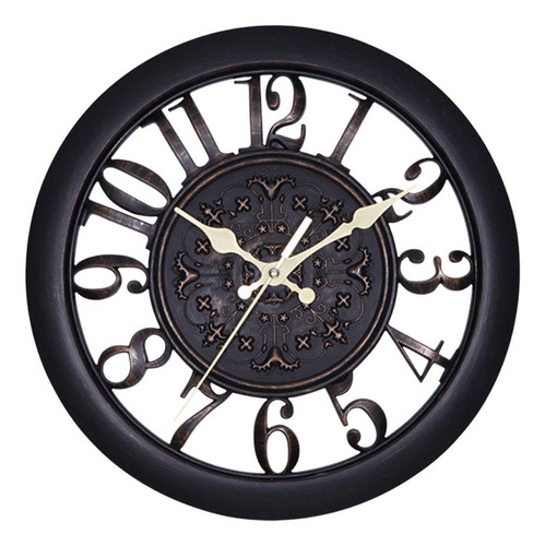 Vintage Decorativo Con Pilas Del Reloj De Pared Retro Negro