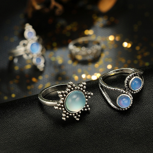 Juego De 6 Anillos Para Mujer, Bohemio, Vintage, Apilables P