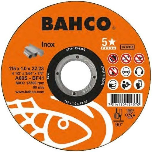 Pack 10 Discos De Corte Bahco 4 1/2 X 1mm Inox Made In Italy
