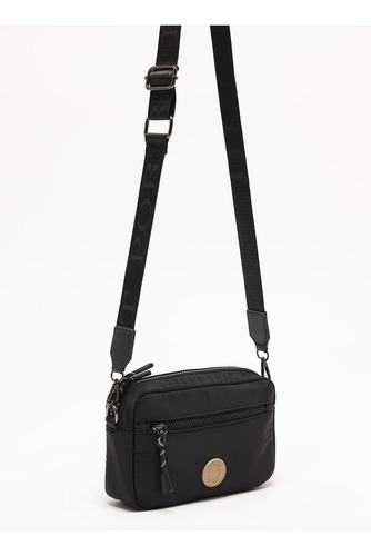 Bandolera Sporty Con Logo Bordado Mujer Portsaid Acabado De Los Herrajes Negro Color Negro Correa De Hombro Negro Diseño De La Tela Liso