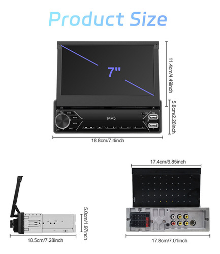 Pantalla Táctil Retráctil Manual 1din 7 Hd Mp5 Universal