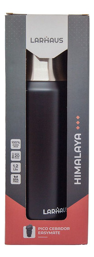 Termo Larhaus Himalaya Acero Inox 1.2l Pico Cebador Tapa Mate Color Negro