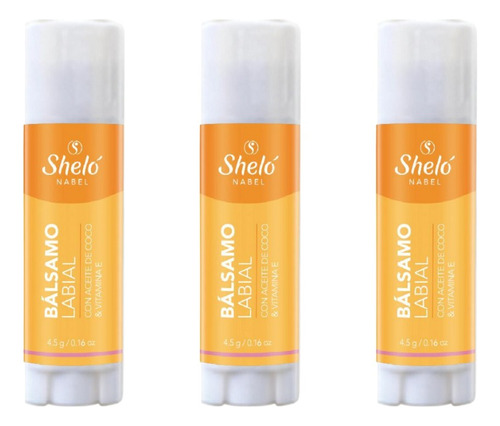 3 Pack Bálsamo Labial Shelo (sin Color, Con Aceite De Coco)