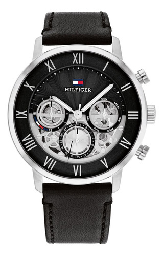 Reloj Tommy Hilfiger Para Hombre De Cuero Negro 1710565 Ss