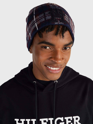 Gorro Rojo Con Estampado A Cuadros De Hombre Tommy Hilfiger