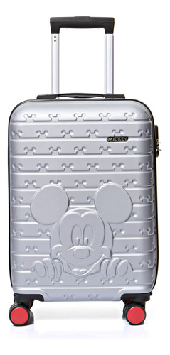 Mala Viagem De Bordo Pequena Rodinha 360 Mickey Mouse Disney Cor Prata MF10405MY-P-PR Luxel