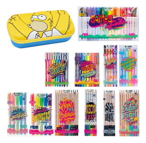 Kit Set Cartuchera Box Los Simpsons Lapiz Fibra Mooving 