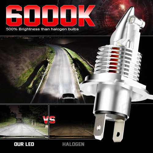 Linterna Frontal Led H4 Con Luz Alta Y Baja 40000lm 200w