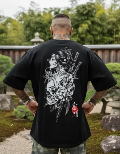 Camiseta Oriental Masculina Japão Oversized Queixa Katasana