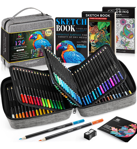 Kit De Dibujo Artistico Con 136 Lápices Colores, Estuche Por