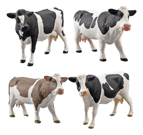 D 4 Piezas Pintadas Animales De Granja Vaca Juguetes Estatua