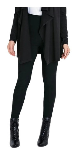 Imagem 1 de 6 de Calça Legging Feminina Preta Lisa Cintura Alta Cós E Largo