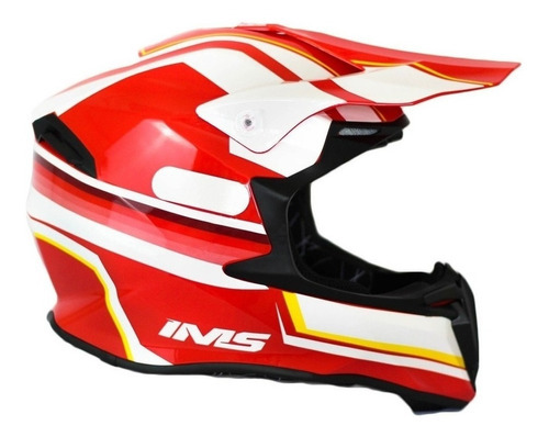 Capacete Ims Esportivo Off Road Motocross Trilha Ventilado Cor VERMELHO-BRANCO Tamanho do capacete 54