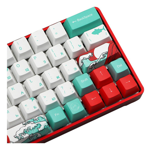71key Coral Sea Ukiyo-e Dye-sub Pbt Keycaps Set Diy Para