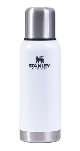 Imagen 1 de 2 de Termo Stanley Blanco 1 L Tapon Cebador Acero Inoxidable Ade