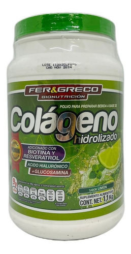 Imagen 1 de 5 de Colageno Hidrolizado Fer Y Greco 1,1 Kg Envío Full