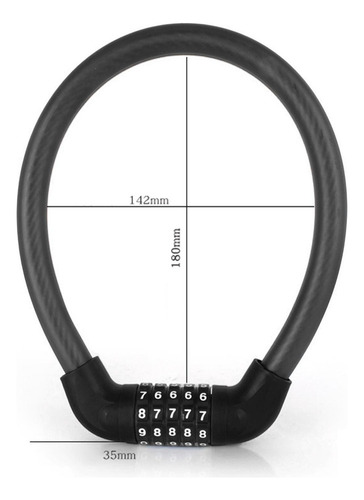 Cable De Bloqueo De Bicicleta Seguro Antirrobo Bloqueo Negro
