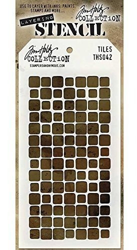 Estampadores Anonimos Tim Holtz Layered Tiles Stencil, 4.125