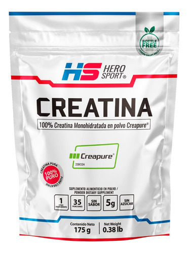 Hero Sport Creatina Monohidratada Creapure 175g. 100% Pura