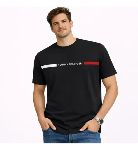 Camiseta Masculina Logotipo Assinado Tommy Hilfiger