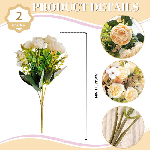 2 Unidades De Rosas De Seda Artificial Para Decoração De Cas
