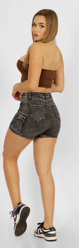 Falda Short Mezclilla, Push Up, Elasticada, Mujer