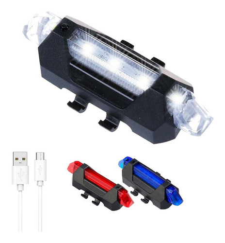 Luz Para Bicicleta Libercam LBIC-20BL De Seguridad Recargable Usb 5 LED 4 Modos