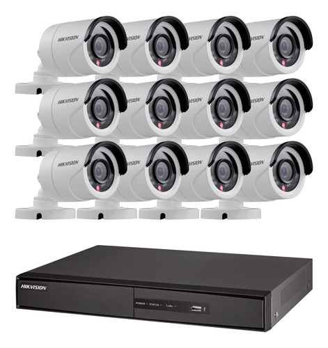 Kit Seguridad Hikvision Dvr 16 + 12 Camaras 2mp