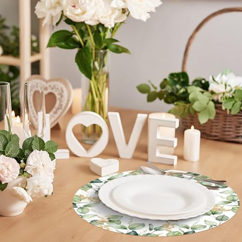 Zhehao 100 Pack Round Eucalyptus Leaves Paper Placemats 12