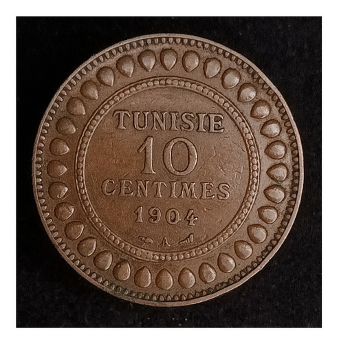 Túnez 10 Centimes 1904 Exc Km 229 Colonia Francesa Escasa