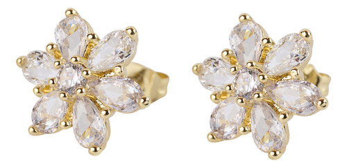 Aretes Mujer Oro 14k Zirconia Cúbica Navidad Luckyly